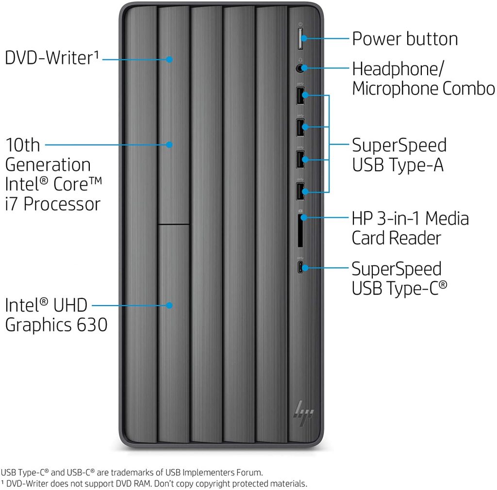 HP Envy TE01-1022 desktop ports
